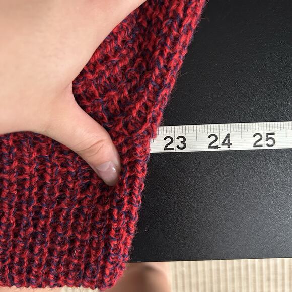 NWT VTG American Eagle Chunky Sweater L Red Wool Shawl Americana Cabin 80s USA - Picture 7 of 10